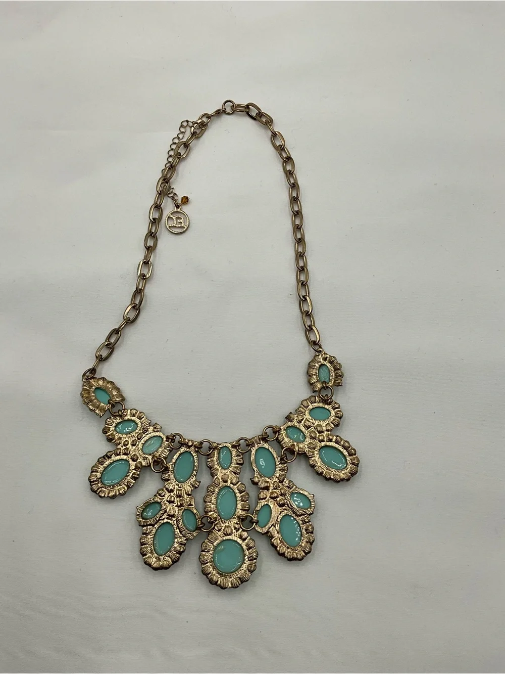 Erica Lyons Turquoise Bib Rhinestone Statement Bib Necklace